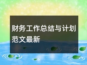 財務(wù)工作總結(jié)與計劃范文最新