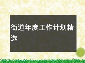 街道年度工作計劃精選