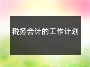 稅務(wù)會(huì)計(jì)的工作計(jì)劃