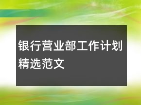 銀行營(yíng)業(yè)部工作計(jì)劃精選范文
