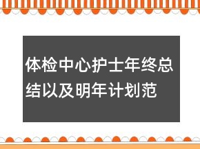 體檢中心護(hù)士年終總結(jié)以及明年計劃范文
