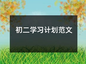 初二學習計劃范文