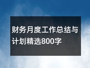 財務月度工作總結與計劃精選800字