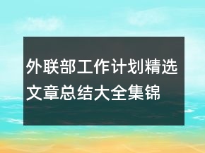 外聯(lián)部工作計(jì)劃精選文章總結(jié)大全集錦
