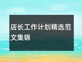 店長(zhǎng)工作計(jì)劃精選范文集錦
