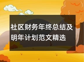 社區(qū)財(cái)務(wù)年終總結(jié)及明年計(jì)劃范文精選
