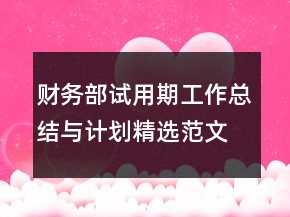 財(cái)務(wù)部試用期工作總結(jié)與計(jì)劃精選范文