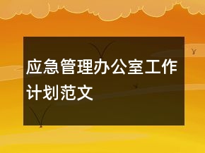 應急管理辦公室工作計劃范文