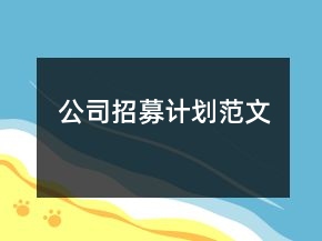公司招募計(jì)劃范文