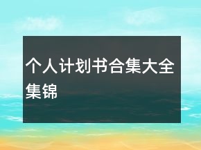 個(gè)人計(jì)劃書合集大全集錦