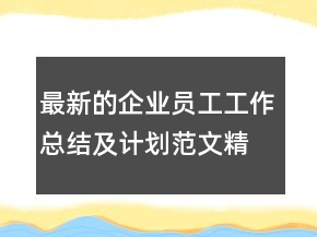 最新的企業(yè)員工工作總結(jié)及計劃范文精選