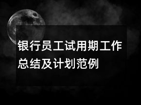 銀行員工試用期工作總結(jié)及計(jì)劃范例