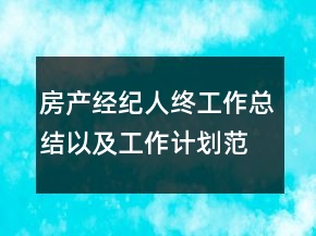 房產(chǎn)經(jīng)紀人終工作總結(jié)以及工作計劃范文