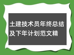 土建技術(shù)員年終總結(jié)及下年計劃范文精選