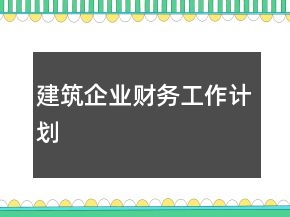 建筑企業(yè)財務工作計劃