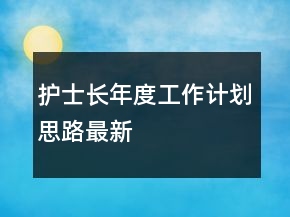 護士長年度工作計劃思路最新
