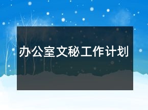辦公室文秘工作計(jì)劃