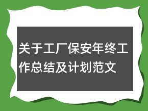 關(guān)于工廠保安年終工作總結(jié)及計(jì)劃范文精選