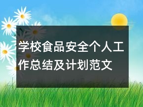 學(xué)校食品安全個人工作總結(jié)及計劃范文模板