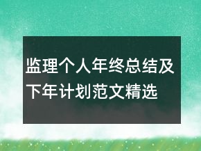 監(jiān)理個人年終總結(jié)及下年計劃范文精選