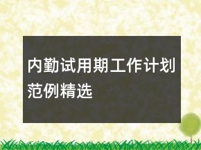 內(nèi)勤試用期工作計劃范例精選
