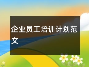 企業(yè)員工培訓(xùn)計(jì)劃范文
