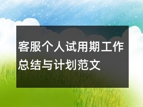 客服個(gè)人試用期工作總結(jié)與計(jì)劃范文