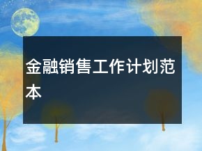 金融銷售工作計劃范本