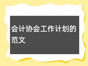 會(huì)計(jì)協(xié)會(huì)工作計(jì)劃的范文