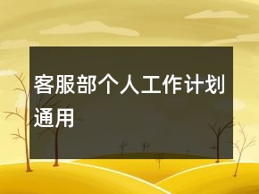 客服部個(gè)人工作計(jì)劃通用