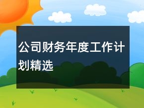 公司財務(wù)年度工作計劃精選