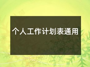 個人工作計劃表通用