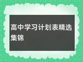 高中學(xué)習(xí)計劃表精選集錦