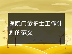 醫(yī)院門診護(hù)士工作計(jì)劃的范文