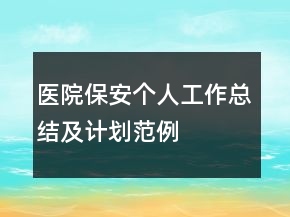 醫(yī)院保安個(gè)人工作總結(jié)及計(jì)劃范例