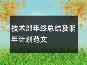 技術(shù)部年終總結(jié)及明年計(jì)劃范文