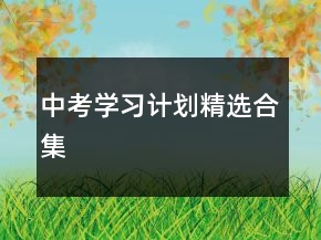 中考學(xué)習(xí)計劃精選合集