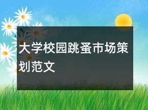 大學校園跳蚤市場策劃范文