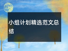 小組計劃精選范文總結(jié)