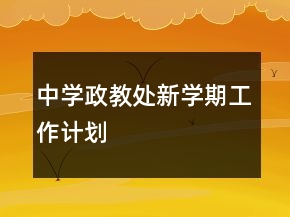 中學(xué)政教處新學(xué)期工作計劃