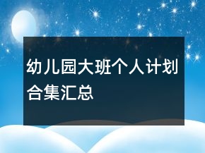 幼兒園大班個人計劃合集匯總