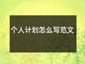 個(gè)人計(jì)劃怎么寫范文