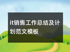 it銷售工作總結(jié)及計(jì)劃范文模板