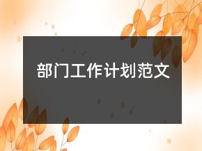 部門工作計劃范文