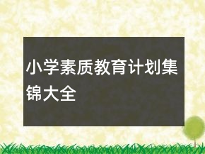 小學(xué)素質(zhì)教育計劃集錦大全