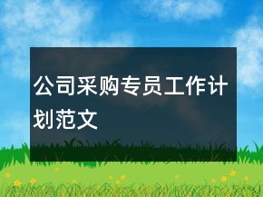 公司采購(gòu)專(zhuān)員工作計(jì)劃范文