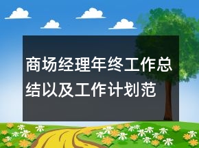 商場(chǎng)經(jīng)理年終工作總結(jié)以及工作計(jì)劃范文