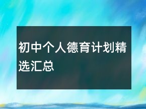 初中個人德育計劃精選匯總