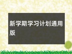 新學期學習計劃通用版
