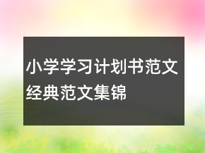 小學(xué)學(xué)習(xí)計劃書范文經(jīng)典范文集錦